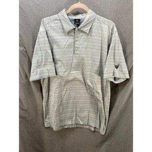 Nike Golf Polo Shirt Adult‎ Large Grey Logo Striped Button Golfer Mens